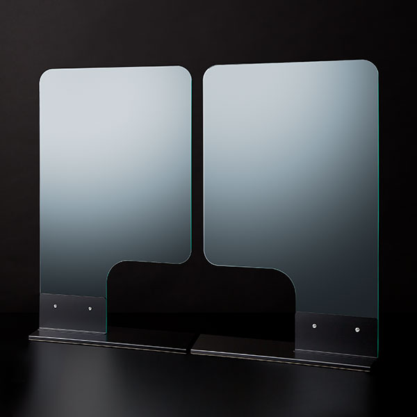 F型パーテーション ガラスカラー仕様 W550*H900*D200【ウイルスの飛沫感染防止対策に！】ウイルス対策 仕切 衛生管理 飛沫 ガード