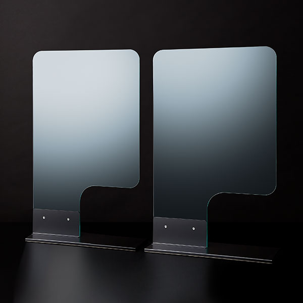 F型パーテーション ガラスカラー仕様 W550*H900*D200【ウイルスの飛沫感染防止対策に！】ウイルス対策 仕切 衛生管理 飛沫 ガード