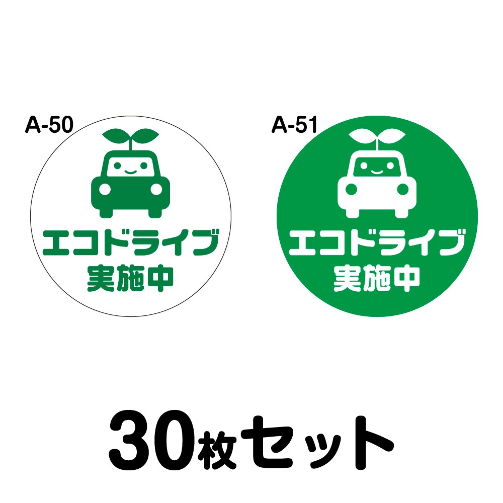 マグネット変更OK】エコドライブステッカー 普通車用・30枚セット