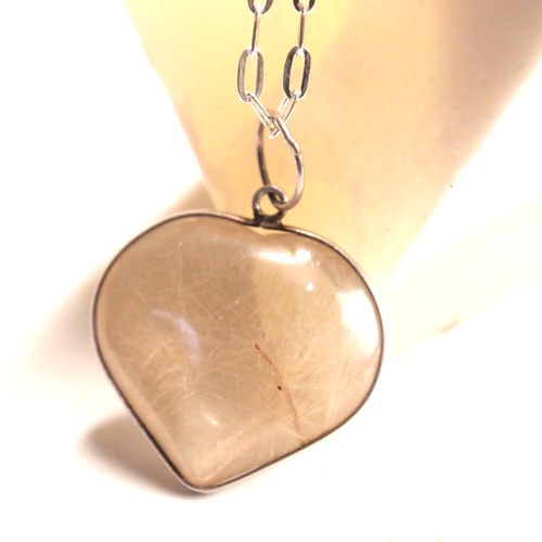 シルバー　ルチルクォーツ　ハートペンダント