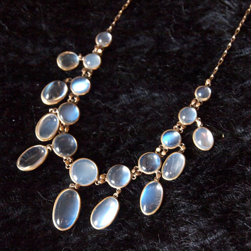 9金　ブルームーンストーン　フリンジ ネックレス