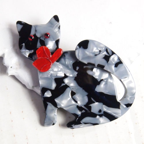 lea stein paris リアスタン パリ 丸い猫(グレー)