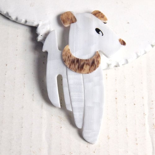 lea stein paris リアスタン　パリ 流し目ドッグ（ホワイト）