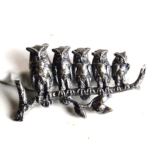 メタル　フクロウファミリー　ブローチ