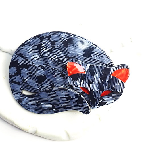 Lea Stein リアスタン　ねむりねこ（シルバーグレー）