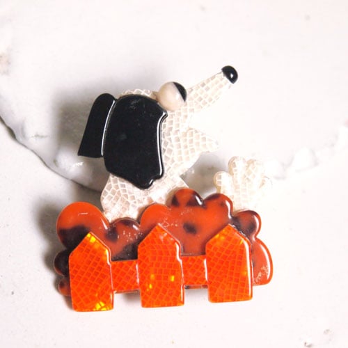 lea stein paris リアスタン　パリ　白黒の犬のブローチ（ヴィンテージ）