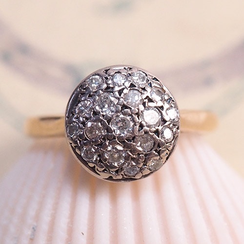 9金　パヴェダイヤモンド　サークルリング