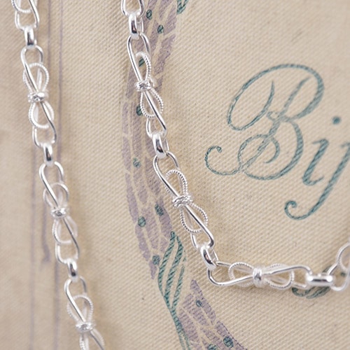 シルバー　フレンチ　フィリグリー　リボンチェーン（126cm)