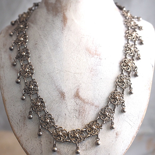 フランス シルバーボール ネックレス