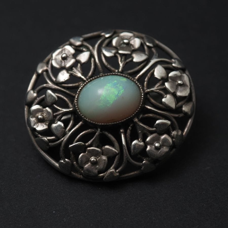 天然オパール アールヌーヴォー・フラワーブローチ