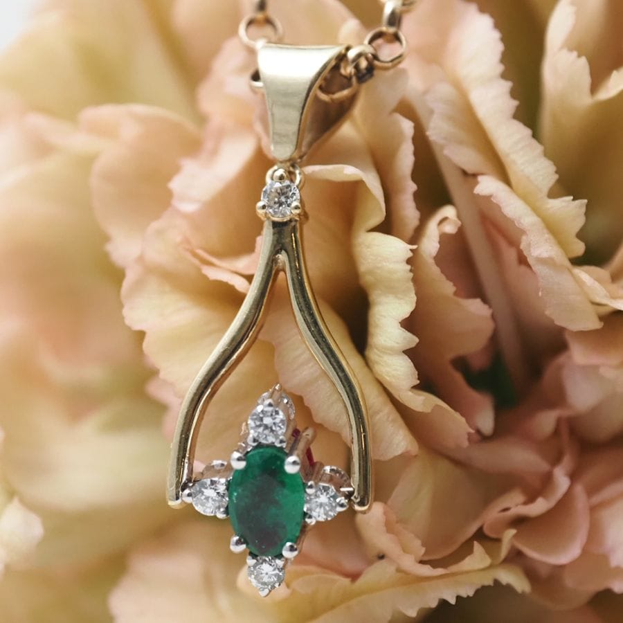 14金 天然ルビー×天然エメラルド リバーシブル・フリップペンダントトップ（チェーン別売）