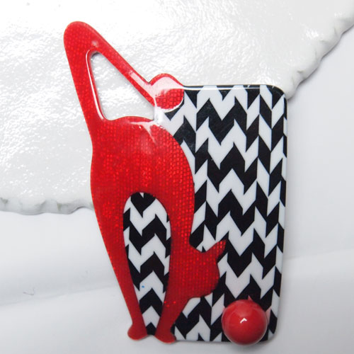 SOLD-lea stein paris　リアスタン　パリ  キャット＆ボール　ブローチ（モノトーンレッド）