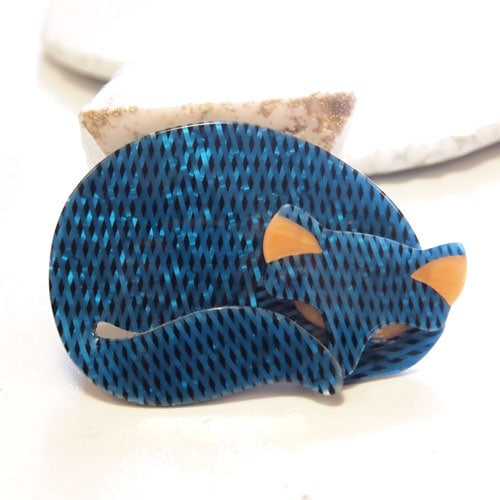 SOLD-Lea stein paris リアスタン　パリ　ねむりねこ（ブルー）