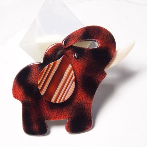 lea stein paris リアスタン　パリ　象ブローチ（ブラウン）