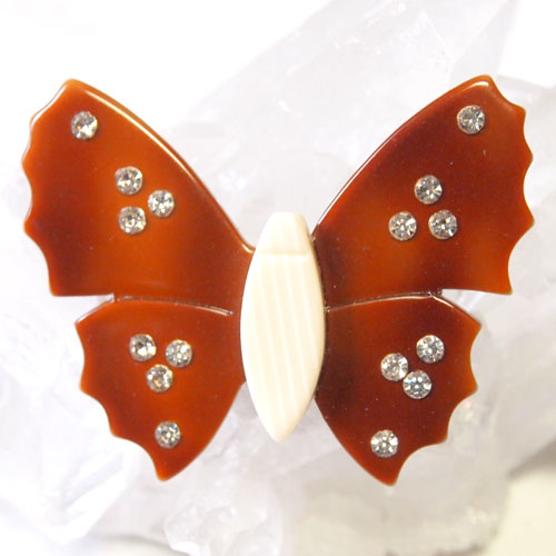 Lea Stein ブラウンバタフライ　ラインストーン