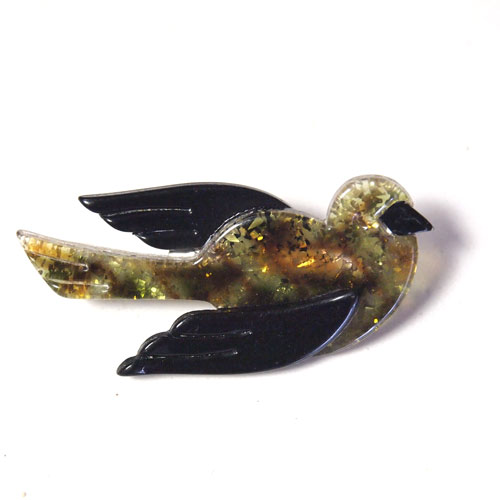 Lea Stein リアスタン　小鳥（黄緑ラメ）