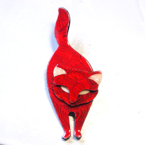 Lea Stein リアスタン　スタンディングキャット（レッド)