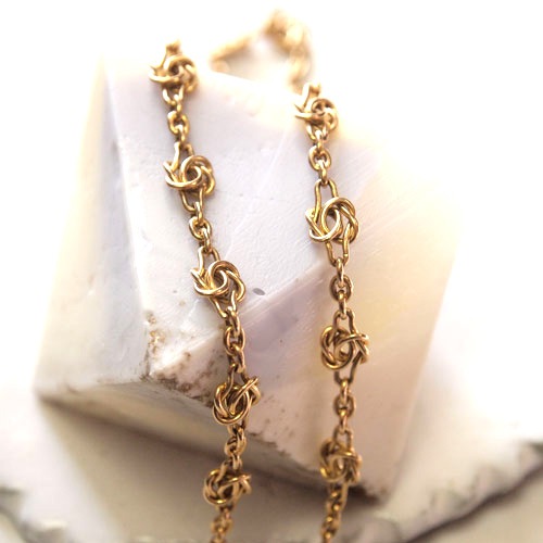 18金　フランス　フィリグリ　ゴールドノット　チェーン