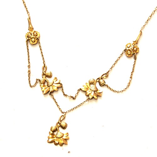 18金　フレンチ　ゴールドフラワー＆シードパールネックレス
