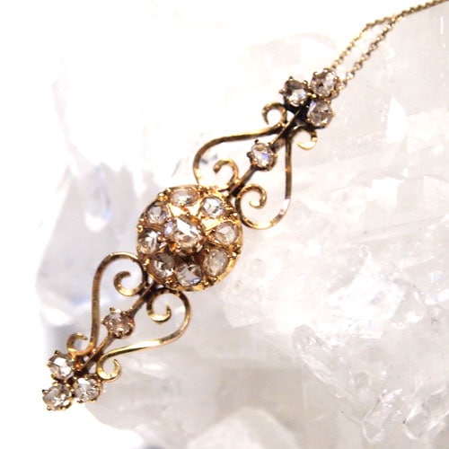 18金　ローズカットダイヤモンド　フレンチペンダント