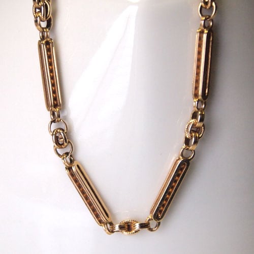 14金　ヴィクトリアン　ボール in リクタングル　チェーン(46.5cm)