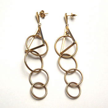 sold 14金　トライアングル＆サークル　ロングピアス