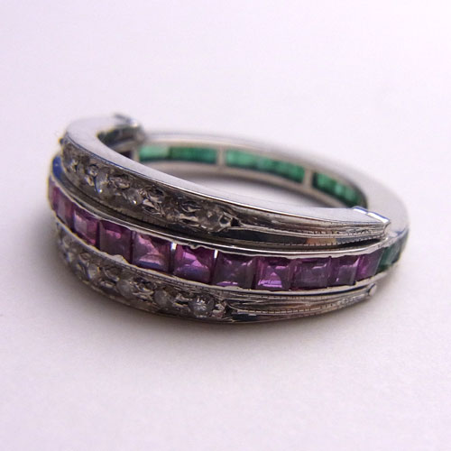 sold トリプルフープエタニティリング　ダイヤモンド＆ルビー&エメラルド　