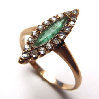 sold ヴィクトリアン　ダイヤモンド＆エメラルドリング