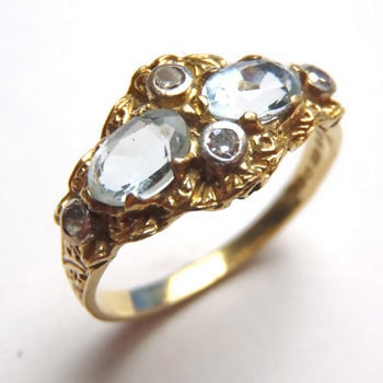 sold 18金　アクアマリン＆ダイヤモンド リング