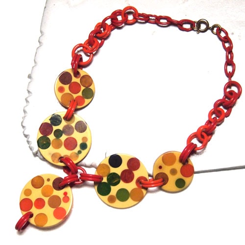 ベイクライト　ガムドロップドット　マルチカラーネックレス
