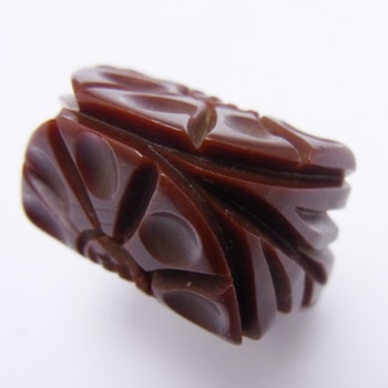 SOLD-ベークライト　チョコレートブラウン　アールデコフラワーリング