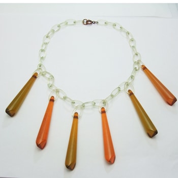 SOLD-グリーンアップル＆アップルジュース　ベークライト　＆　セルロイド　ビブネックレス