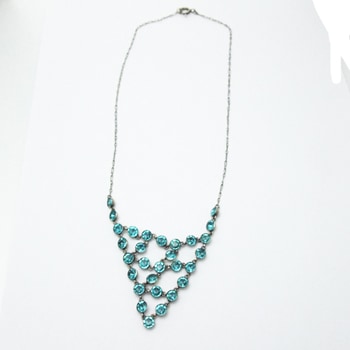 シルバー＆アクアペースト　リバーシブル　ネックレス　