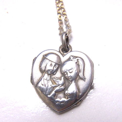 シルバー ペイネの恋人たち ハートロケットペンダント