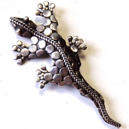0-シルバー　リザードブローチ