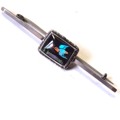 0-シルバー　バタフライウィング　鳥ブローチ