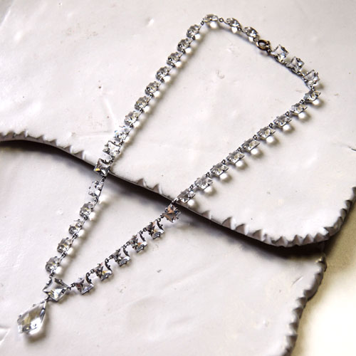 スクエア　クリアクリスタル　アールデコネックレス　