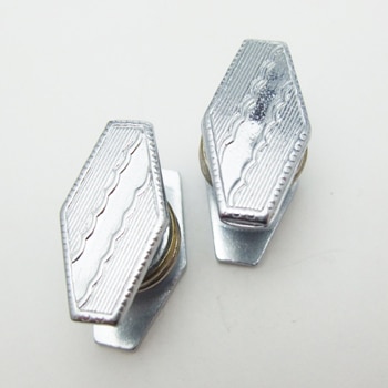 SOLD-アールデコ クローム スナップカフス 縦六角形