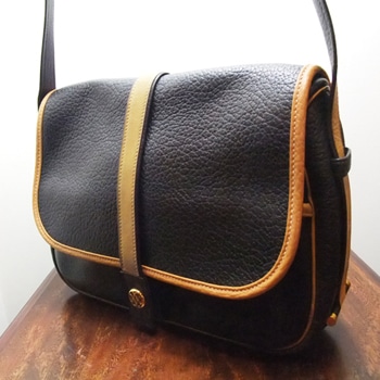 SOLD-ヴィンテージ エルメス ダークブルー＆ベージュ ショルダーバッグ 