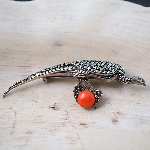 theodor fahrner ファーナー シルバー コーラル バードブローチ