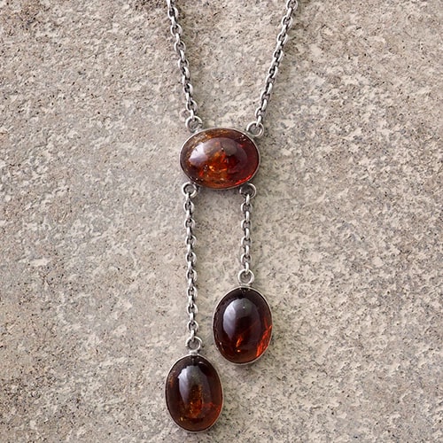 シルバー＆シトリン　アールデコ　ネグリジェネックレス