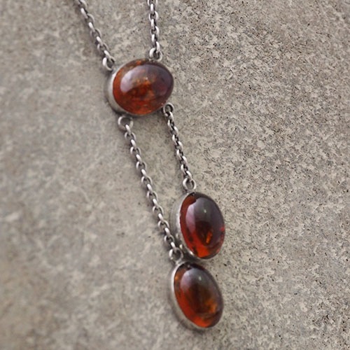 シルバー＆シトリン　アールデコ　ネグリジェネックレス