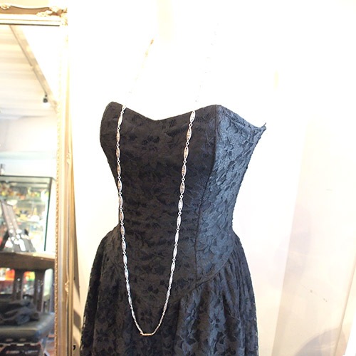 シルバー＆ゴールドプレート　クロス　フレンチフィリグリネックレス140cm