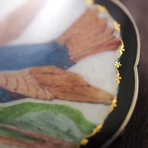 北欧シルバー ギロッシュエナメル バードブローチ