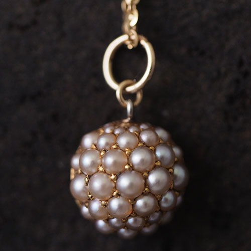 9金　シードパール　ハーフドームペンダントトップ