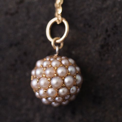 9金　シードパール　ハーフドームペンダントトップ