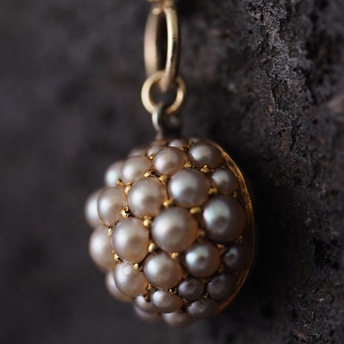 9金　シードパール　ハーフドームペンダントトップ