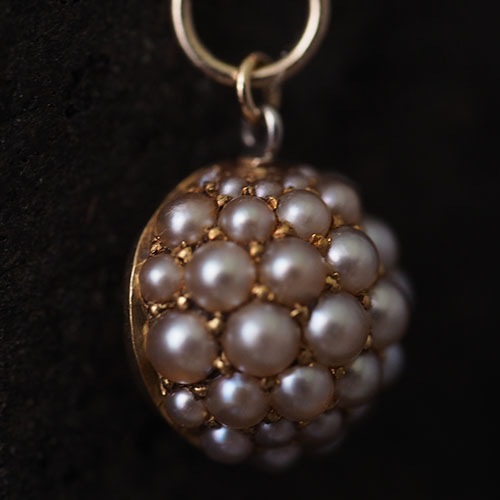 9金　シードパール　ハーフドームペンダントトップ