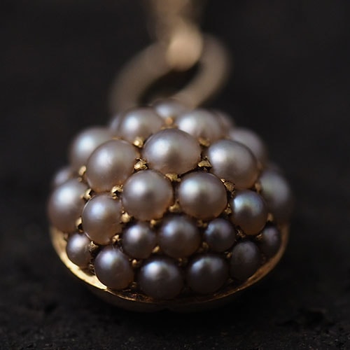 9金　シードパール　ハーフドームペンダントトップ