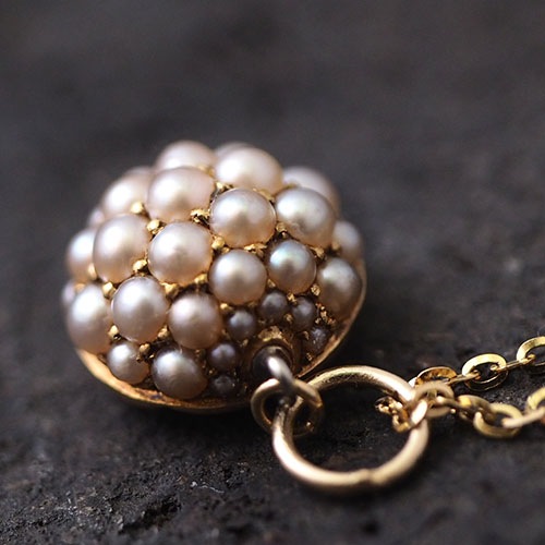 9金　シードパール　ハーフドームペンダントトップ